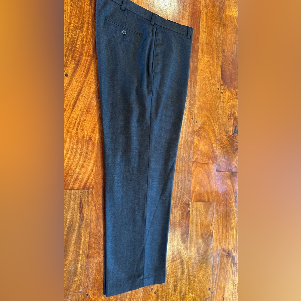 MENS DRY CLEANED BROOKS BROTHERS GRAY/BLUE HERRINGBONE DRESS PANTS 38x31